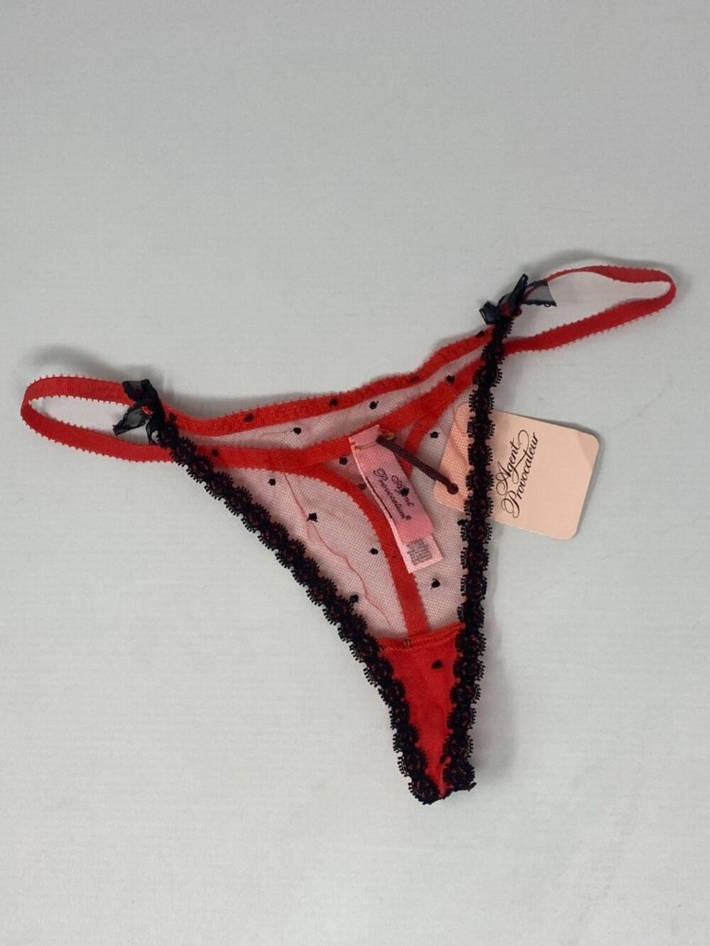 Agent Provocateur Poppie Red Black Thong AP2 Small NWT